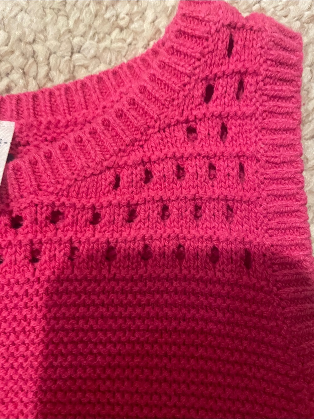 abercrombie kids Crochet Hem Sleeveless Tank - White & Fuchsia - Picture 5 of 6